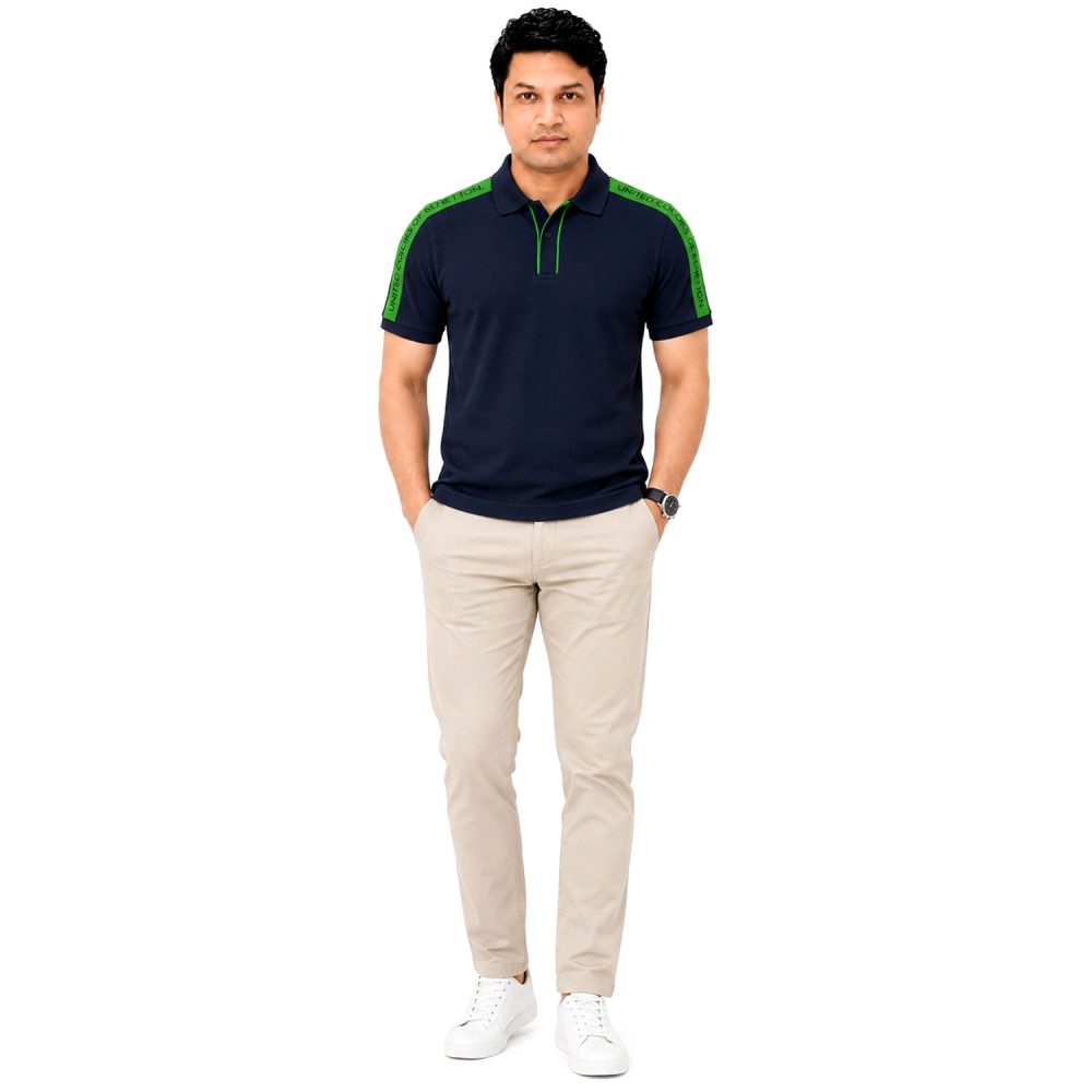 United Colors of Benetton Men’s Pintuck Style Polo T-Shirt