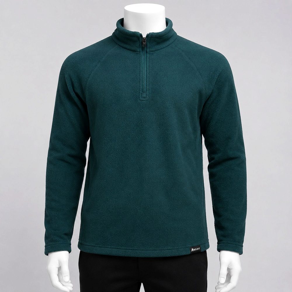 Boldfit Men’s Tailored Fit Half-Zip Fleece Sweatshirt – Aero Black