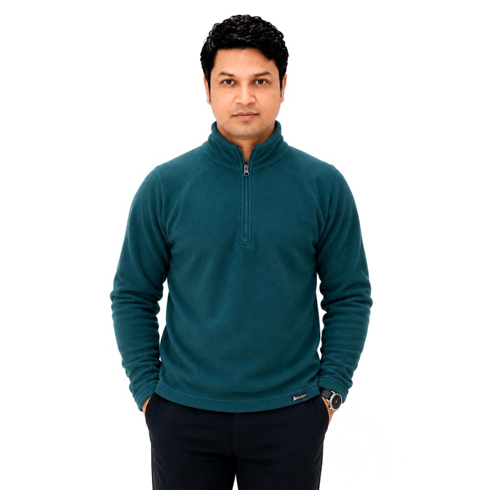 Boldfit Men’s Tailored Fit Half-Zip Fleece Sweatshirt – Aero Black