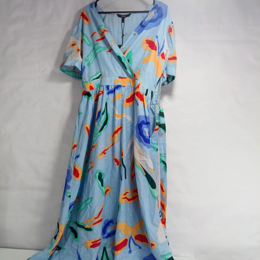 VERO MODA Women’s Regular Fit Powder Blue Printed Dress